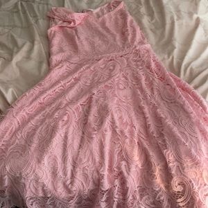 A pink short dress